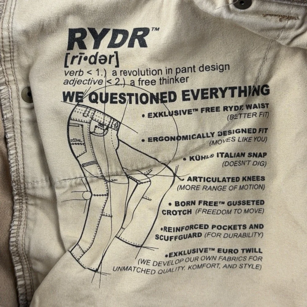 Kuhl Rydr Pants Men's 38x30 Fits 40x30 Brown Stretch Outdoor Work Utility